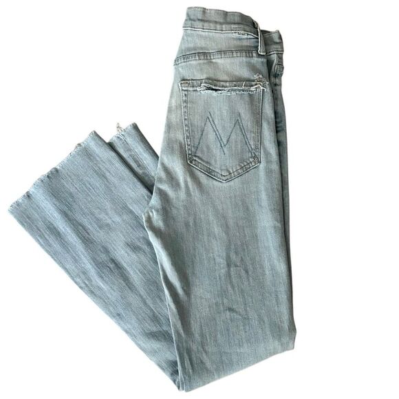 MOTHER Ankle Tripper Fray Button Fly Island Time Lightest Blue Size 25 Preloved - Picture 3 of 11